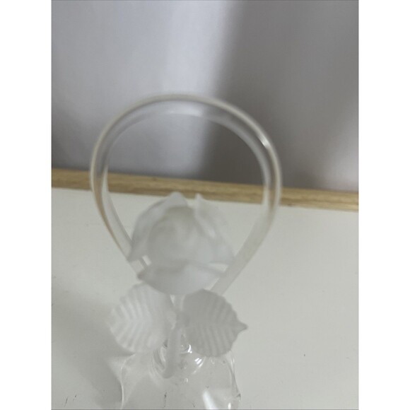 vintage hand blown art glass Bell With A Frosted Rose Top 5.5” Tall - Picture 2 of 4